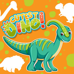 Cute dinosaur character with font design for word Cutest Dino