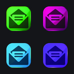 Big New Email four color glass button icon