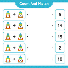 Count and match, count the number of Pyramid Toy and match with the right numbers. Educational children game, printable worksheet, vector illustration