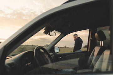 man with a car cowboy western