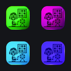 Bingo four color glass button icon
