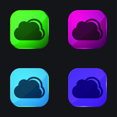 Black Cloud Weather Symbol four color glass button icon