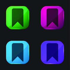 Bookmark four color glass button icon