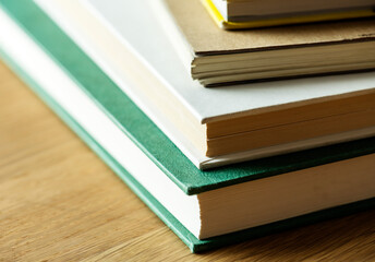 Closeup of stack of antique books educational, academic and literary concept