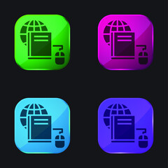 Book four color glass button icon