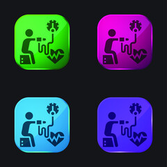 Blood Pressure four color glass button icon