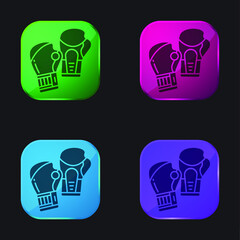 Fototapeta premium Boxing Gloves four color glass button icon