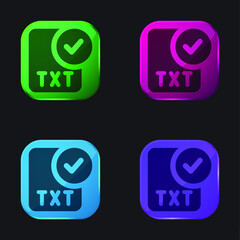 Approve four color glass button icon