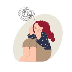 Depression, stress, panic attack. Mental health concept. Psychology psychiatry sign illustration. Vector flat isolated