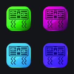Air Conditioner four color glass button icon