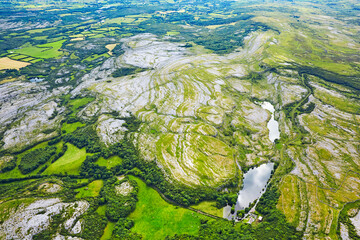 Aerial view of Burran National Park in County Clare in the Republic of Ireland