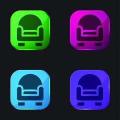 Armchair four color glass button icon