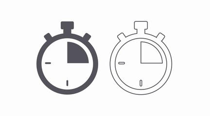 Vector Isolated Illustrations of a Clock. Black and White Time Icon, Chronometer Icon Set