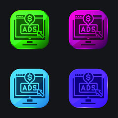 Advertising four color glass button icon