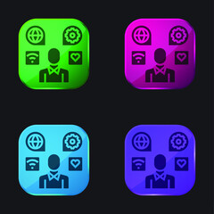 Application four color glass button icon