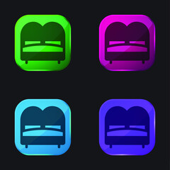 Bed four color glass button icon