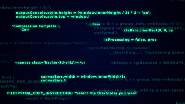 Programming code seamless loop abstract background. Source scripts on the screen. Coding, hacking, or programming concept