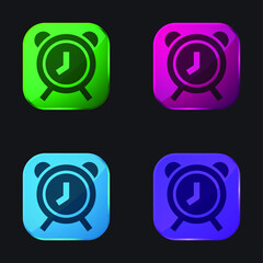 Alarm Clock four color glass button icon