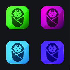 Baby four color glass button icon