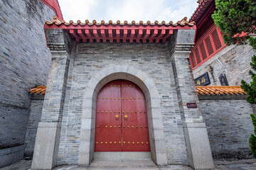 The Great Red Gate, an ancient building of Tianhou Palace, Nansha, Guangzhou, China