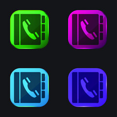 Agenda four color glass button icon
