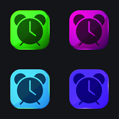 Alarm Clock four color glass button icon