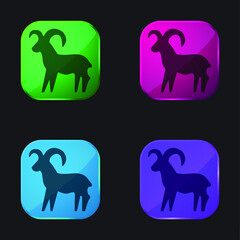 Aries Sign four color glass button icon