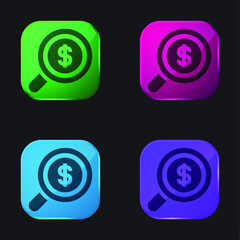 Analytics four color glass button icon