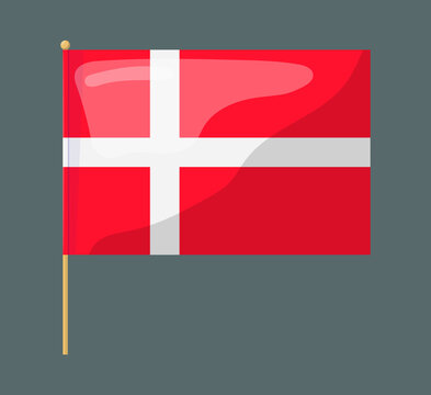 Denmark flag. Flag on a gray background. Art style.