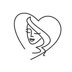 Face logo for beauty salon and spa. Glamor lady is beautiful. Hairstyle and makeup. Cosmetology.