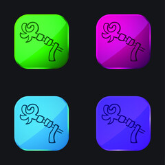 Bandaged Halloween Arm And Hand Outline four color glass button icon