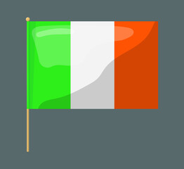 Ireland flag. Flag on a gray background. Art style.