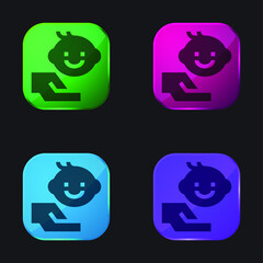 Baby Boy four color glass button icon