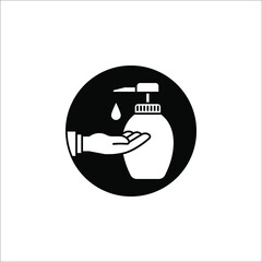 Hand wash in sanitizer line icon. Vector illustration on white background. color editable