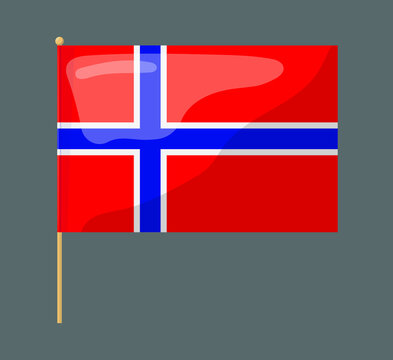 Norway flag..Flag on a gray background. Art style.