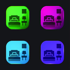 Bedroom four color glass button icon