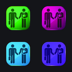 Bargain four color glass button icon