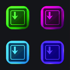 Arrow Down Key On Keyboard four color glass button icon