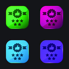 Badge four color glass button icon