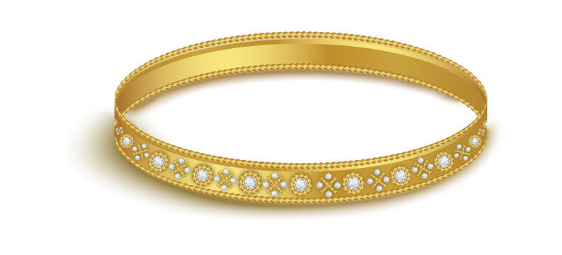 a gold diamond cut bangles hand Bracelet bangle woman fashion jewelry vector illustration.eps