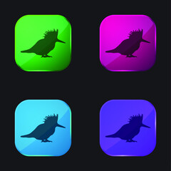 Bird Silhouette four color glass button icon