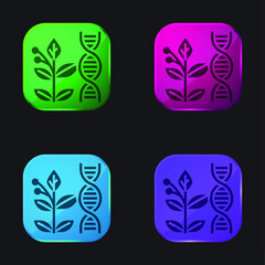 Biology four color glass button icon