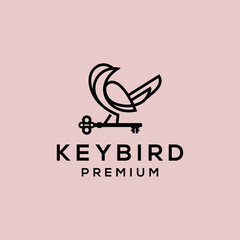 key and bird vintage logo vector icon illustration