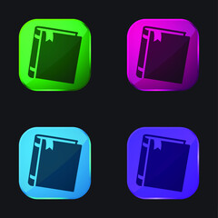 Book four color glass button icon