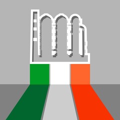 Factory industrial icon and flag of Ireland