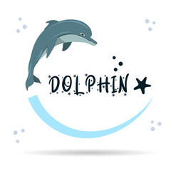 Obraz premium Dolphin. Dolphin vector cartoon character icon logo fish shark whale