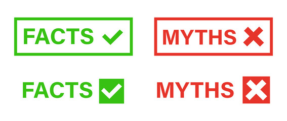Myths vs facts concept on white background
