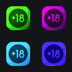 +18 four color glass button icon