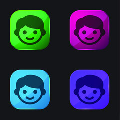 Boy four color glass button icon