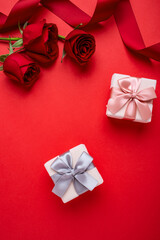 Valentine's day red roses and gift box